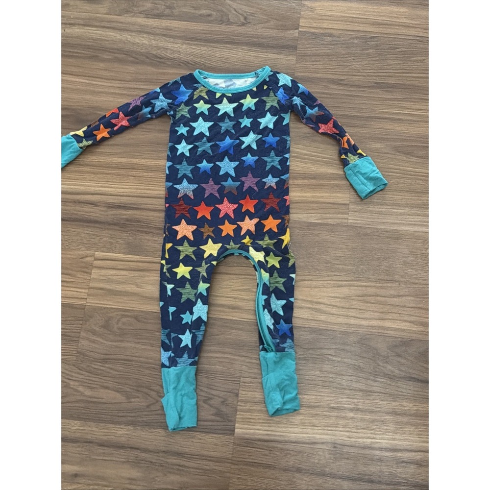 Little Sleepies Baby Boys 6-12 Months Colorful Stars Footed Sleeper Pajamas Bamb
